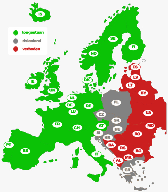 Map showing the high-risk countries